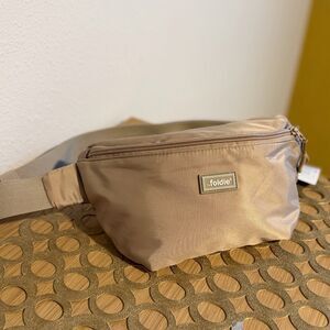 The Foldie Bag Nylon Crossbody Belt Bag in Beige New with Tags!